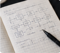 Notebook and engineering sketches